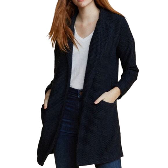 Marine Layer Womens Fall Knit Open Front Birdseye Cardigan Sweater Size‎ M Black - Picture 1 of 7